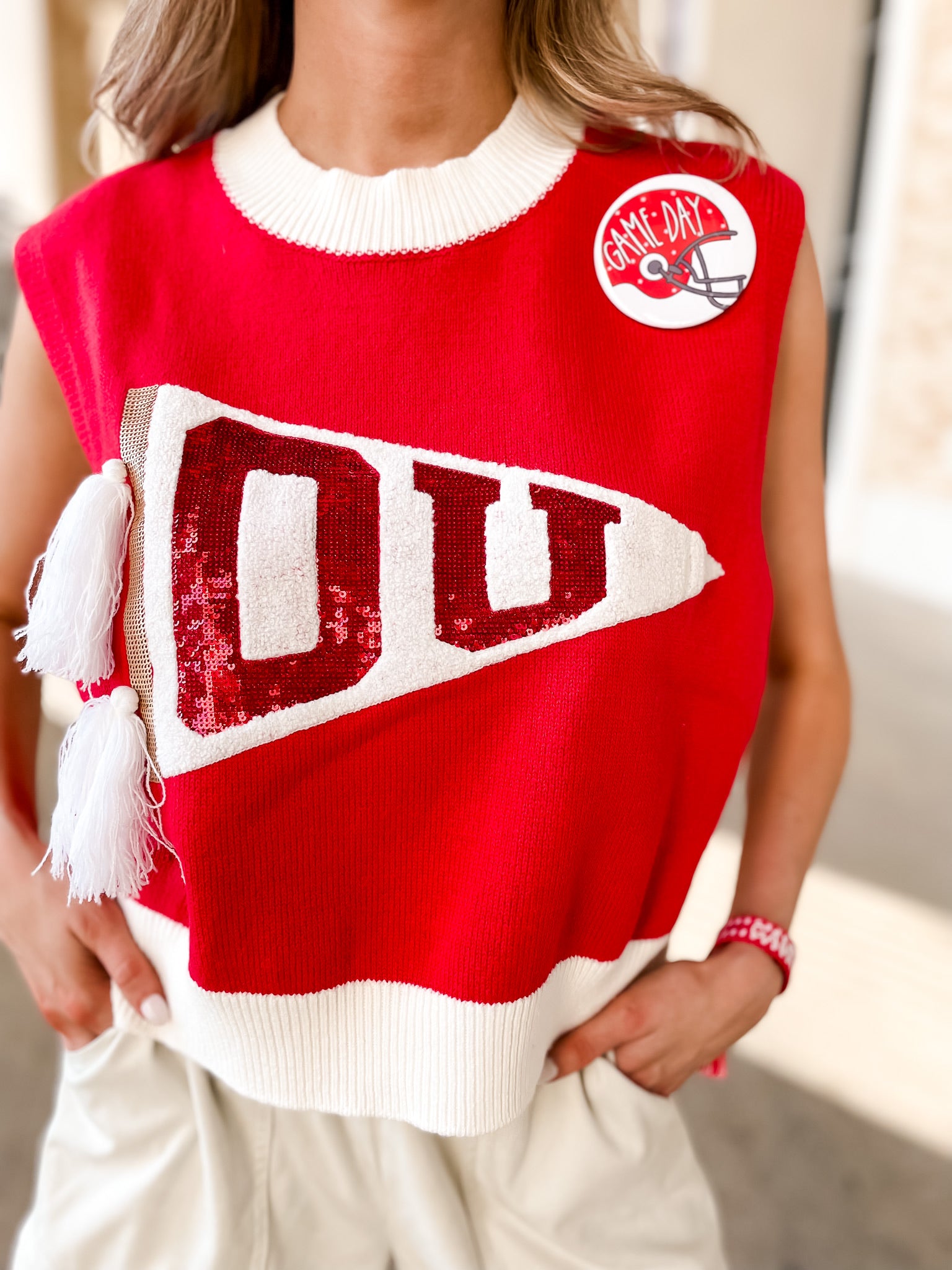 Game Day Helmet Button - Red