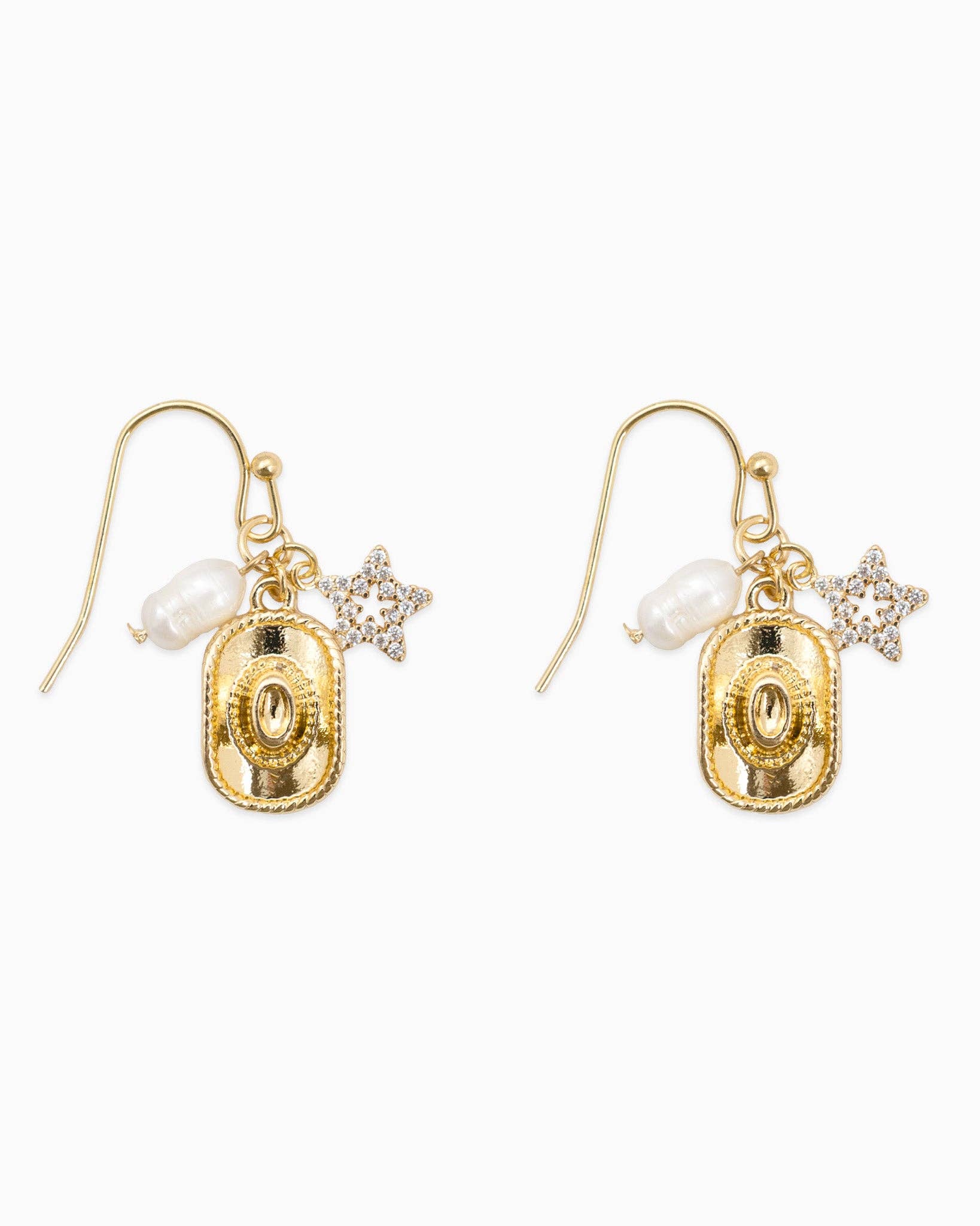 Cowboy Hat/Star/Pearl Charm Earrings