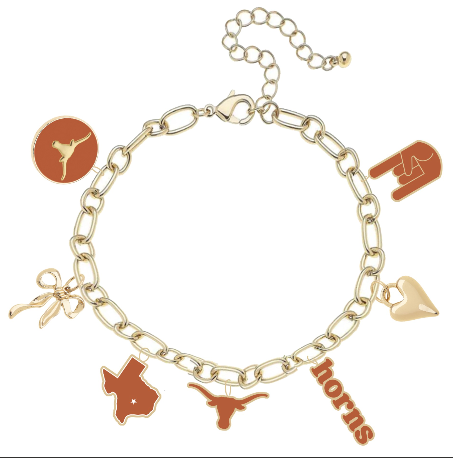 Texas Longhorns Charm Bracelet