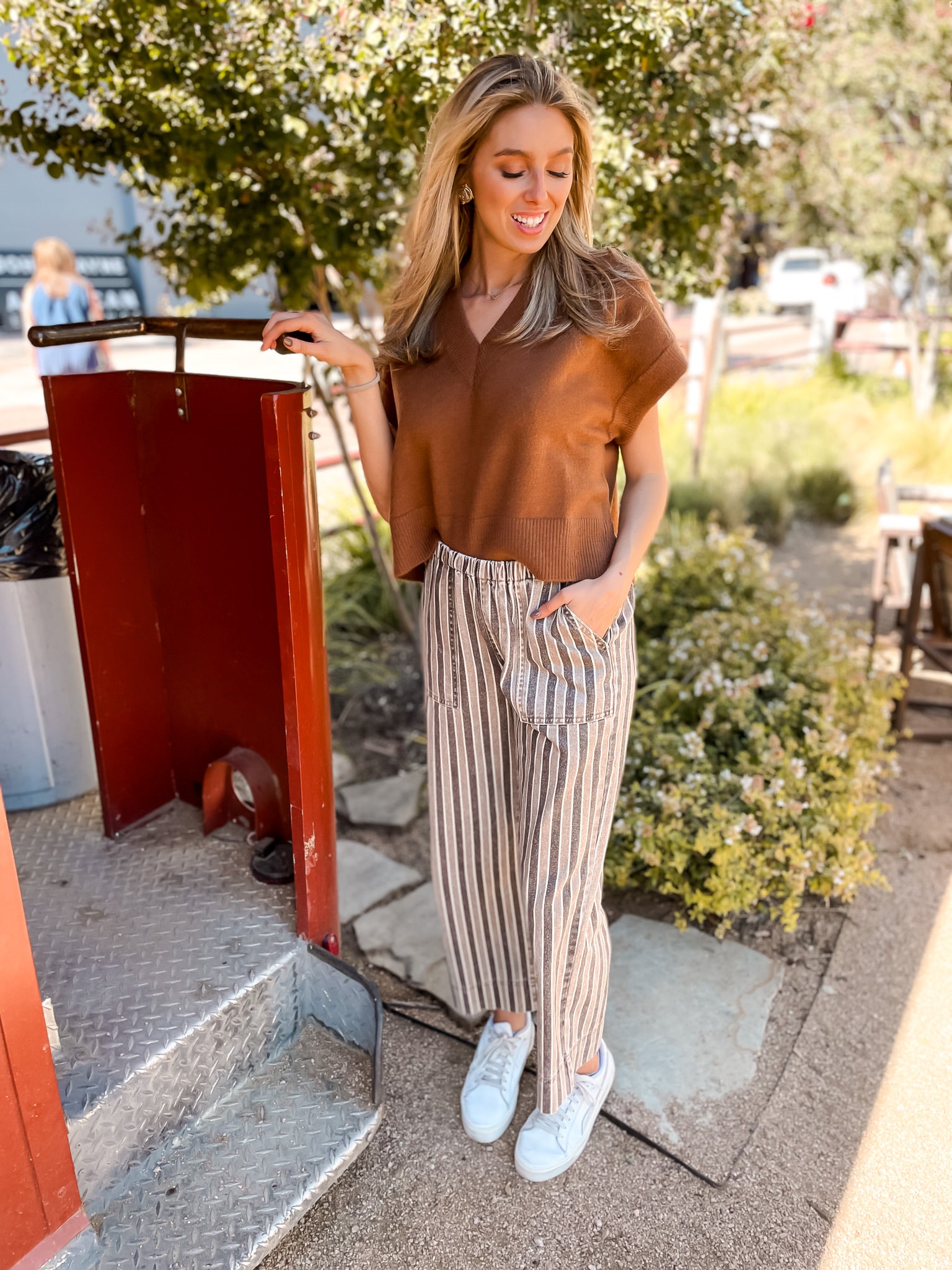 Brown Stripe Denim Jean