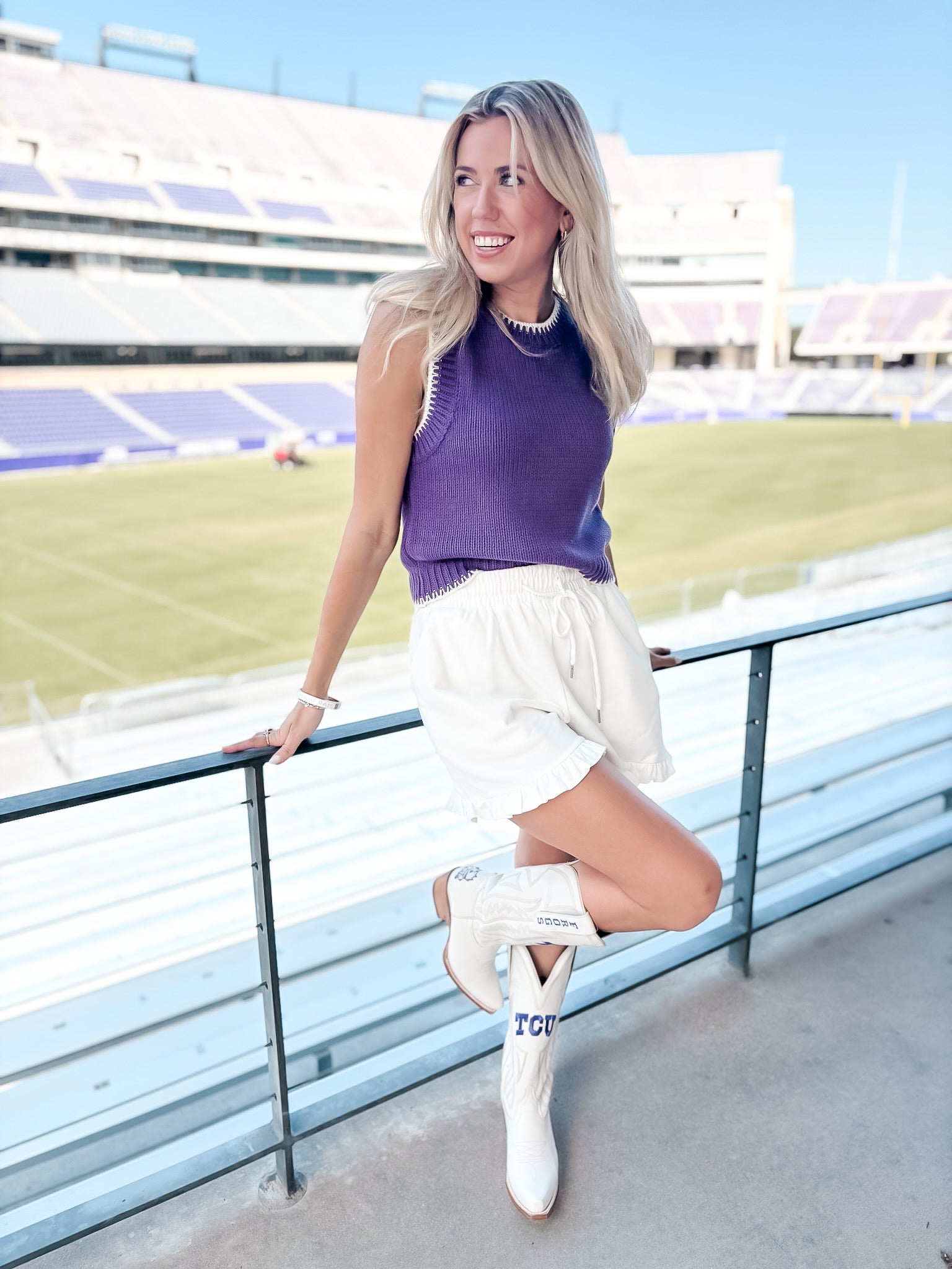 Stitch Trim Sweater - Purple