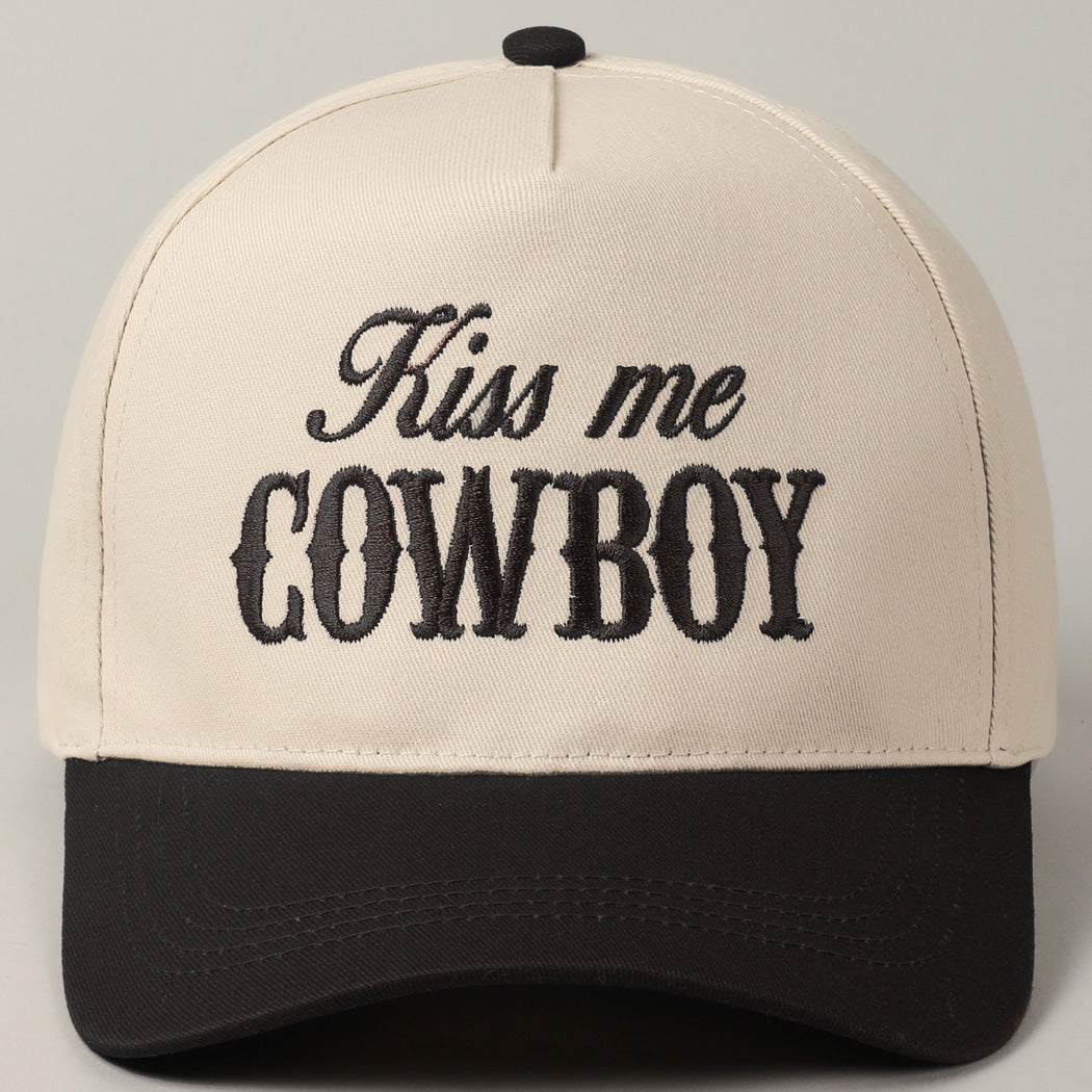 Kiss Me Cowboy Baseball Cap - Black