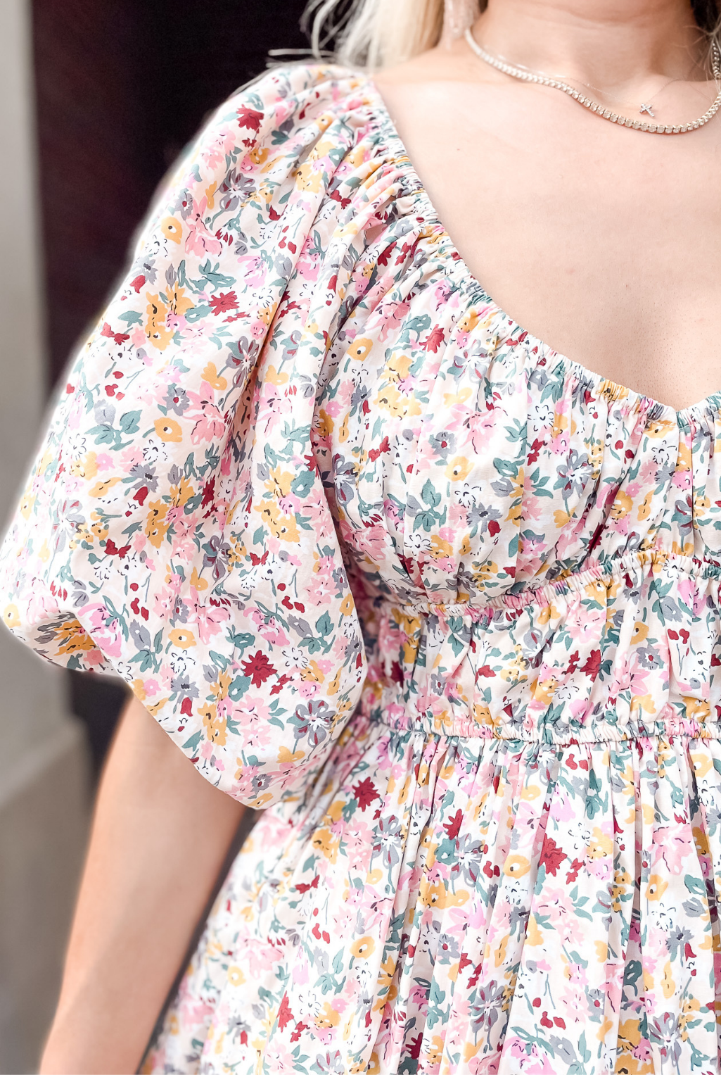 Courtney Floral Dress - Cream