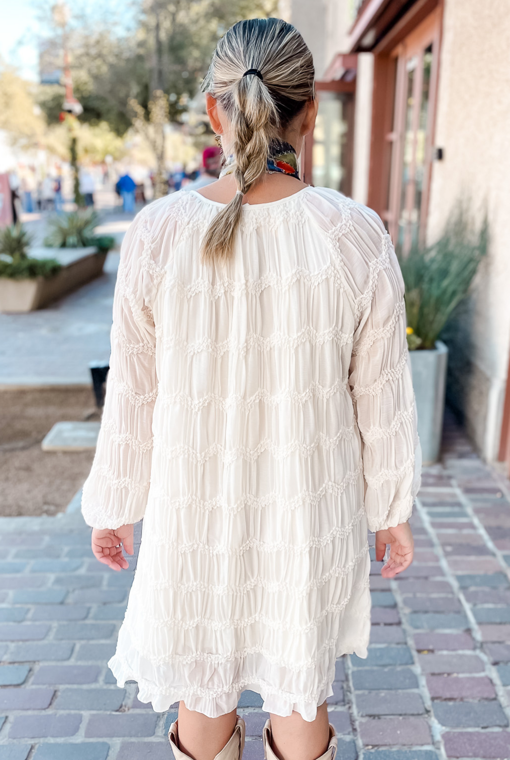 Puckered Sheer Dress - Buttercream
