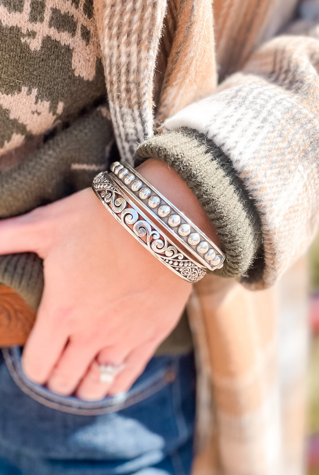 Pretty Tough Hinged Bangle - Tucker Brown