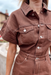 Double Pocket Denim Dress - Brown - Tucker Brown