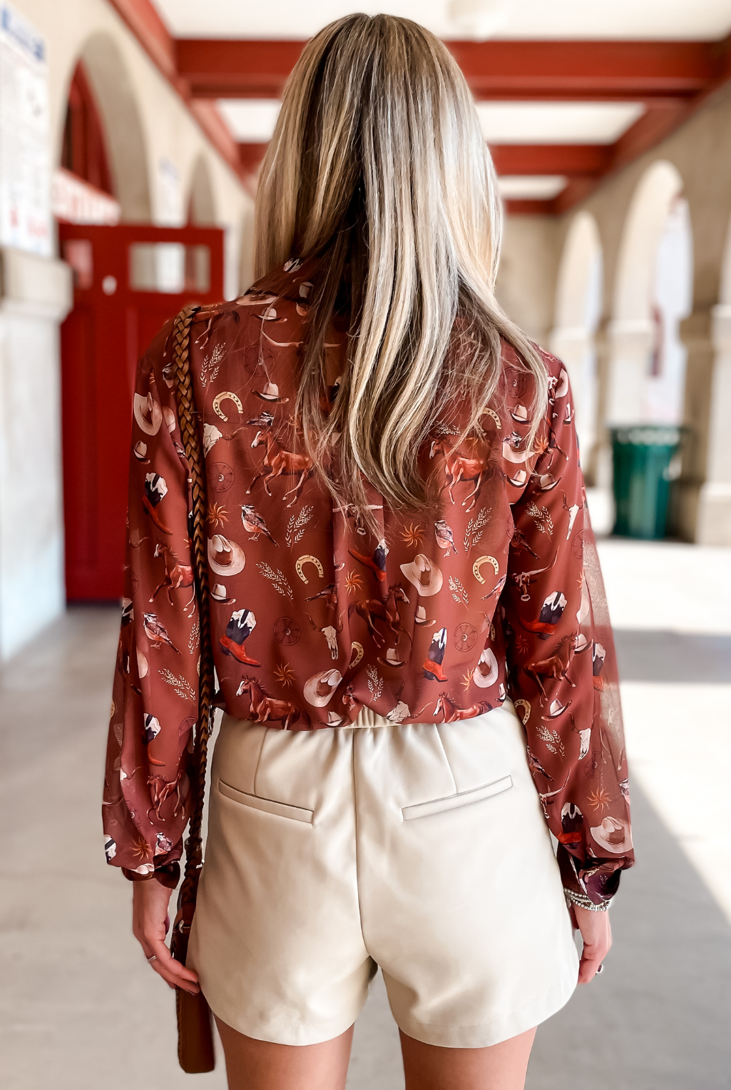 Cowboy Print Chiffon Blouse