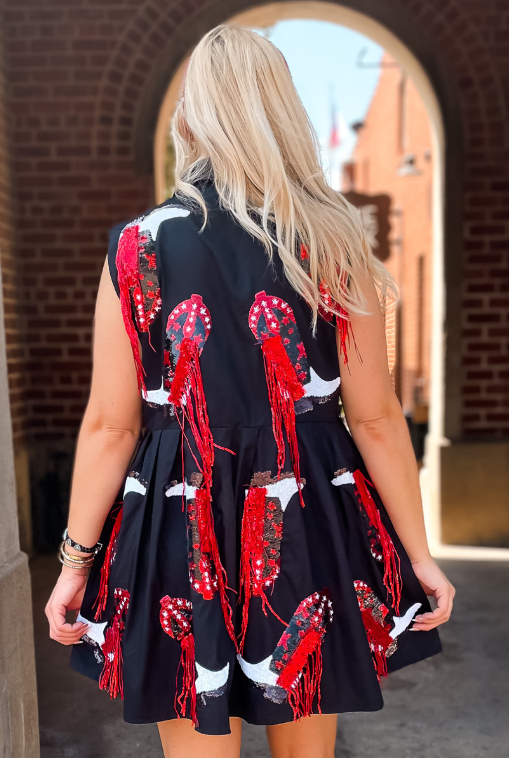 Queen Of Sparkles - Boot Dress - Black/Red