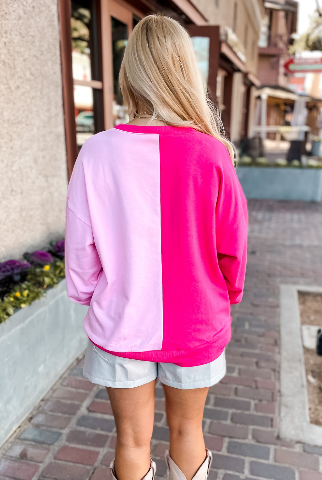 Sequin Pair Of Boots Sweatshirt - Pink