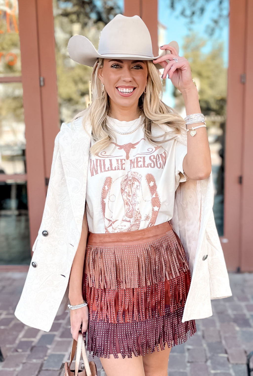 Studded Fringe Skirt