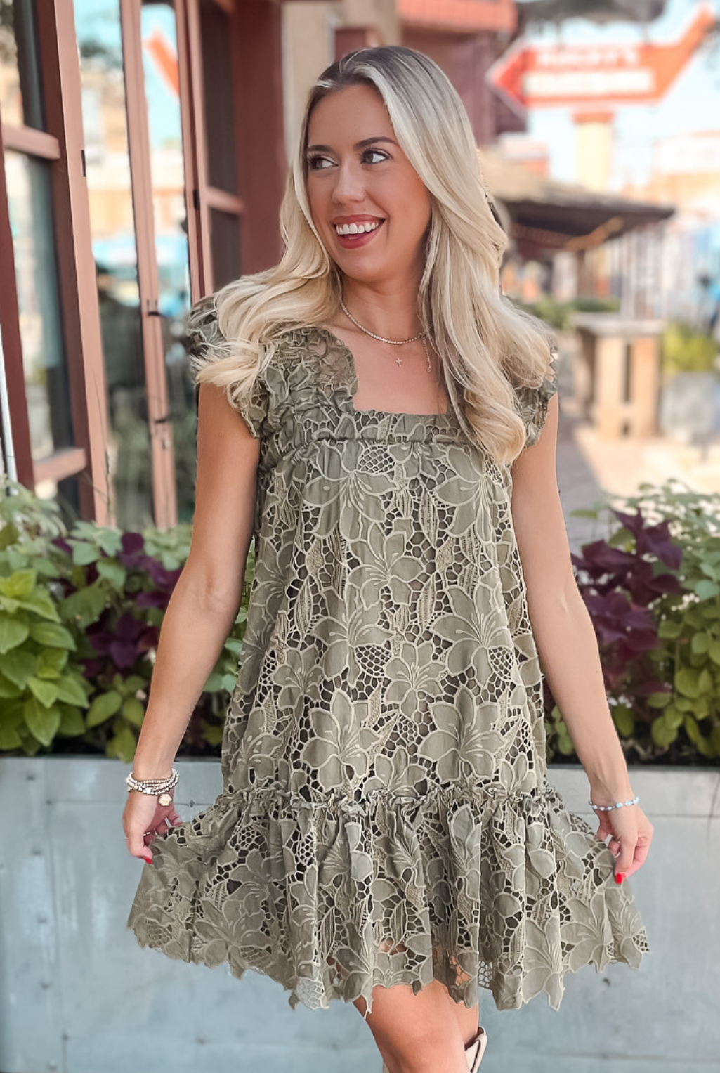 J Marie - Kayla Lace Dress - Olive Tucker Brown J Marie - Kayla Lace Dress - Olive Tucker Brown