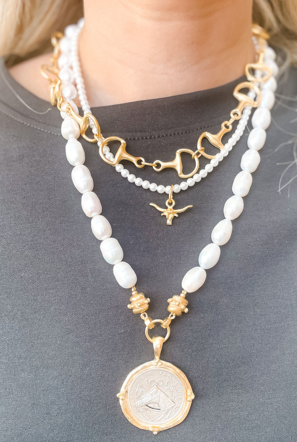 Longhorn Pearl Necklace