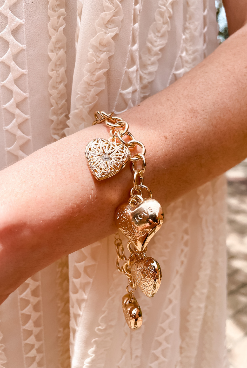 Chunky Heart Charm Bracelet