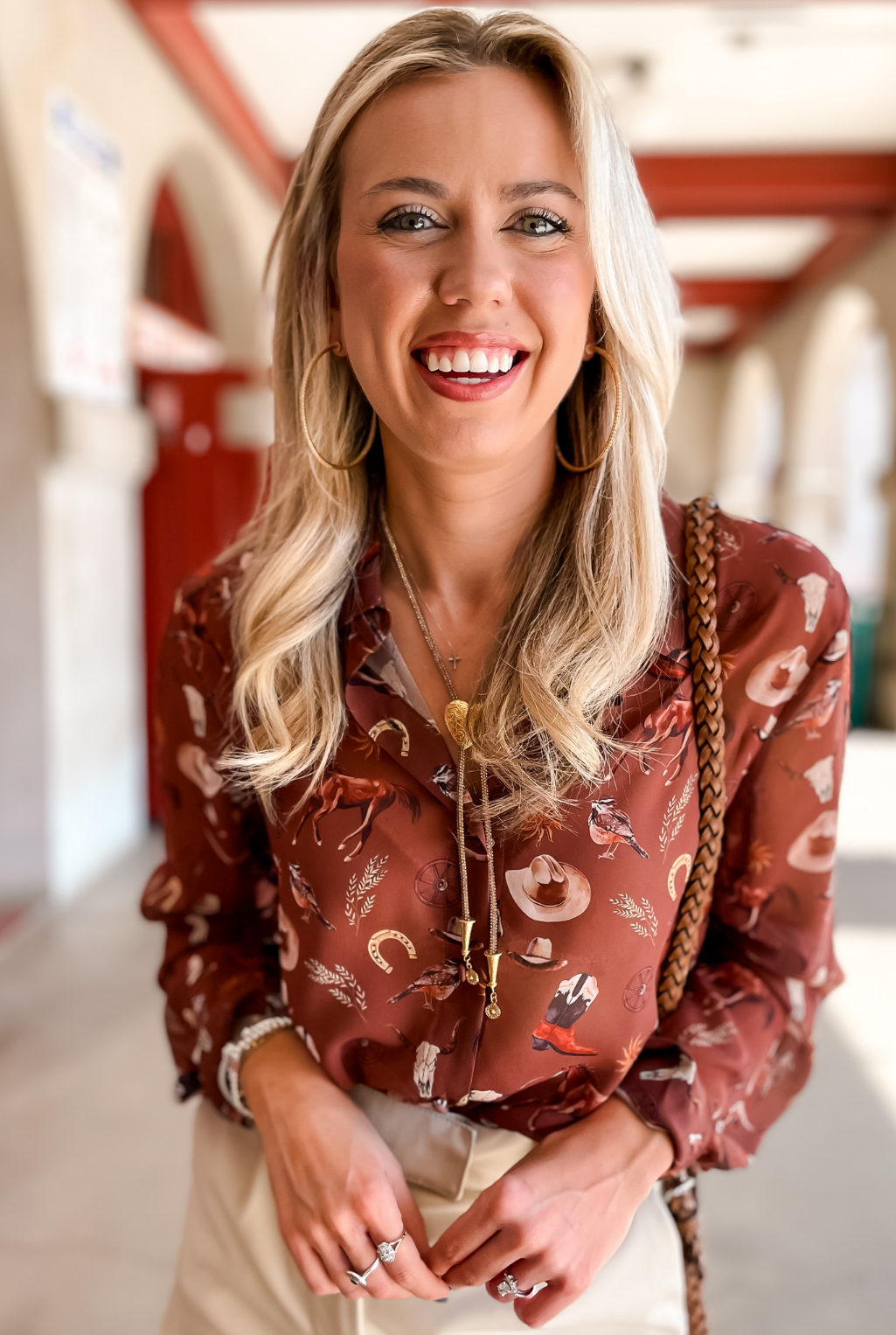 Cowboy Print Chiffon Blouse
