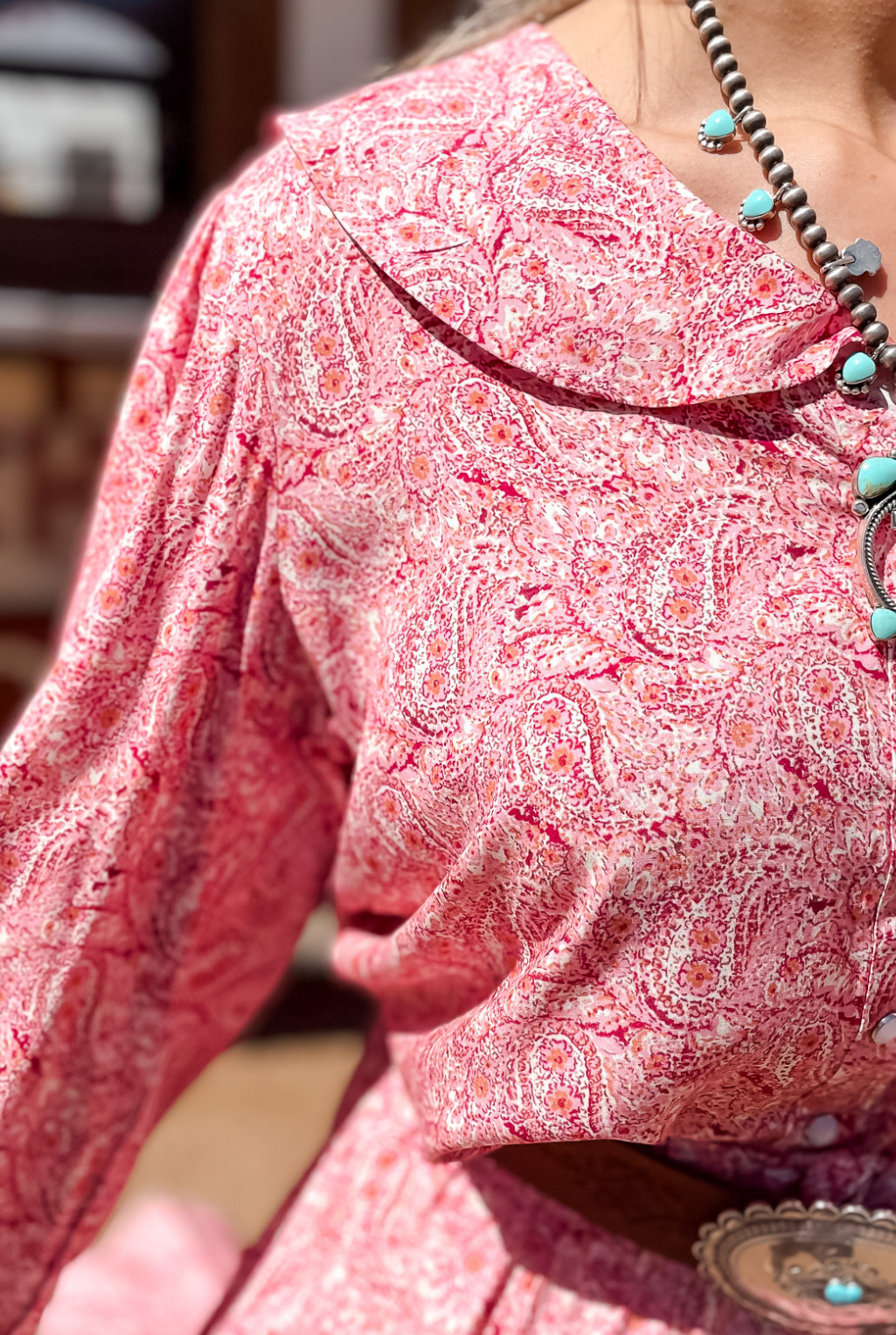 Dolly Pearl Snap Blouse - Pink