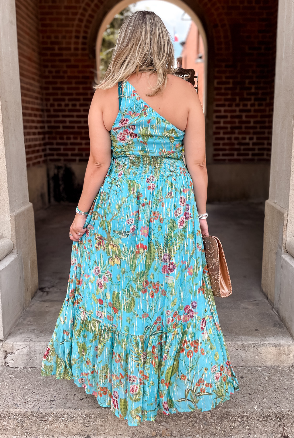 Turquoise One Shoulder Dress Tucker Brown Turquoise One Shoulder Dress Tucker Brown