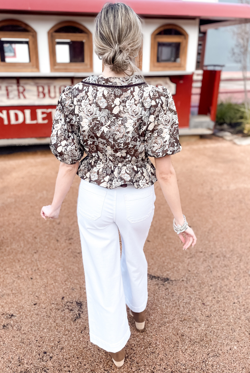 Gabrie Velvet Trimmed Floral Top