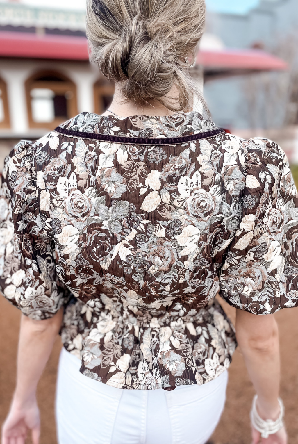Gabrie Velvet Trimmed Floral Top
