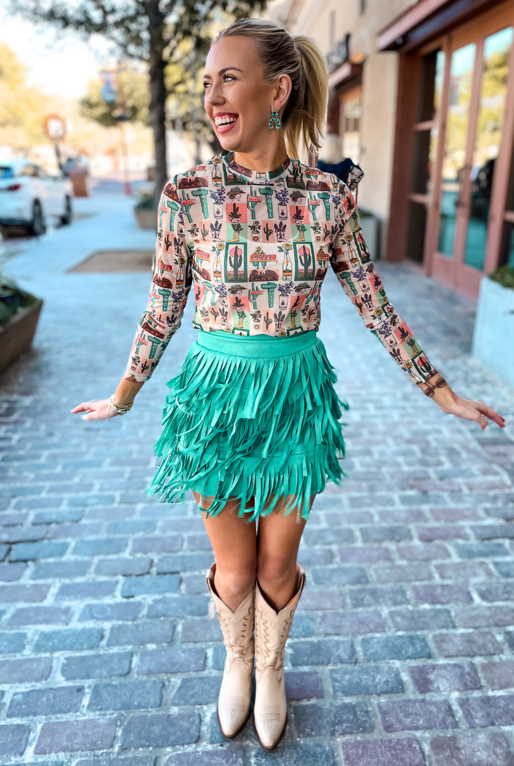 On The Fringe Skirt - Turquoise