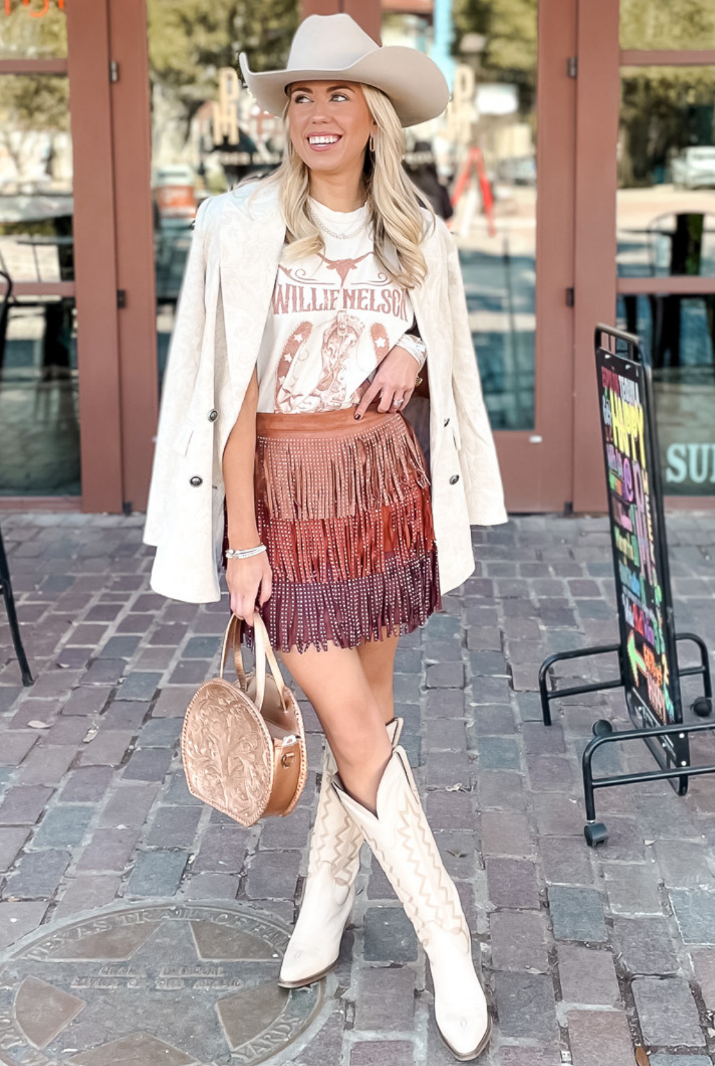 Studded Fringe Skirt