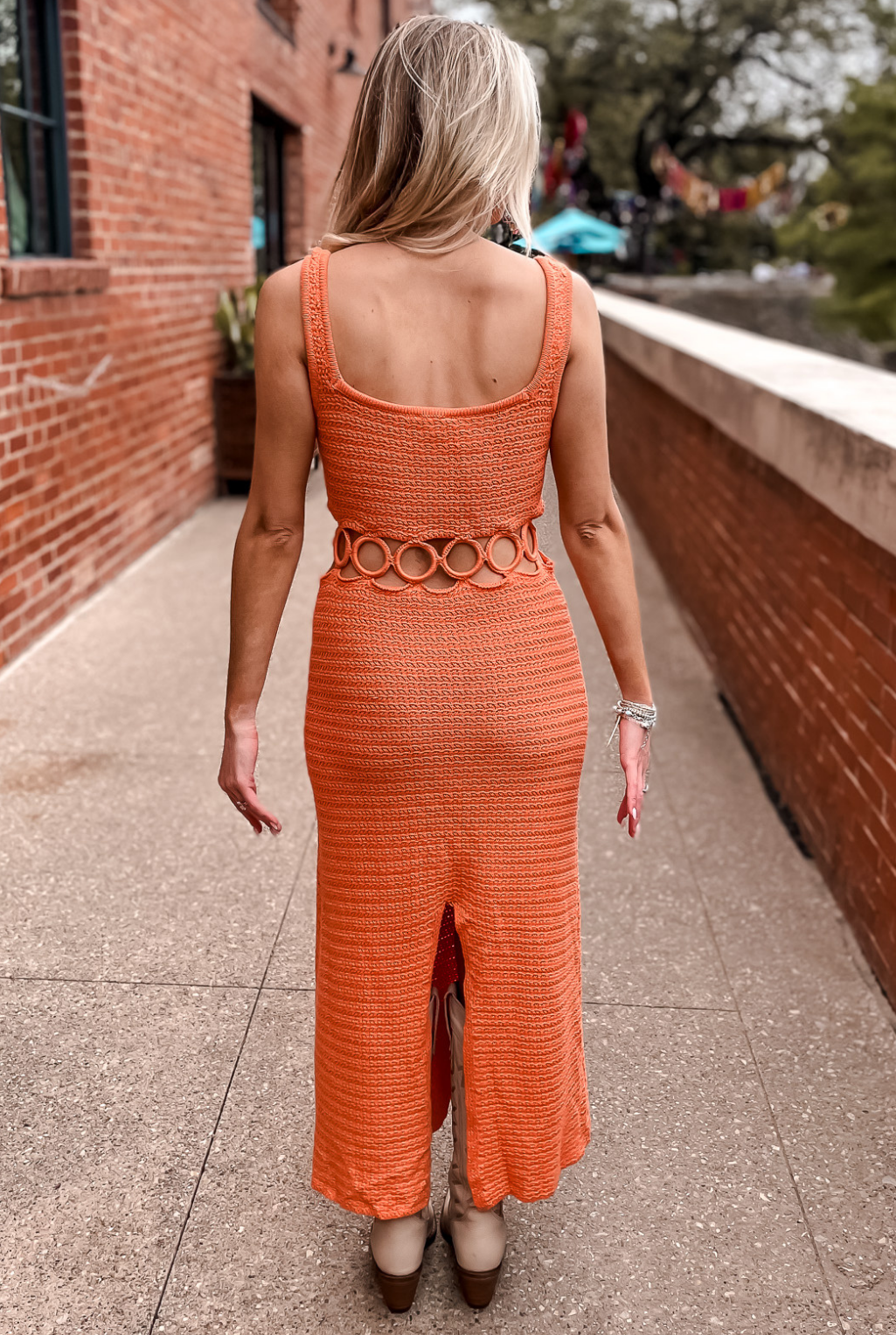 Disco Crochet Dress - Orange