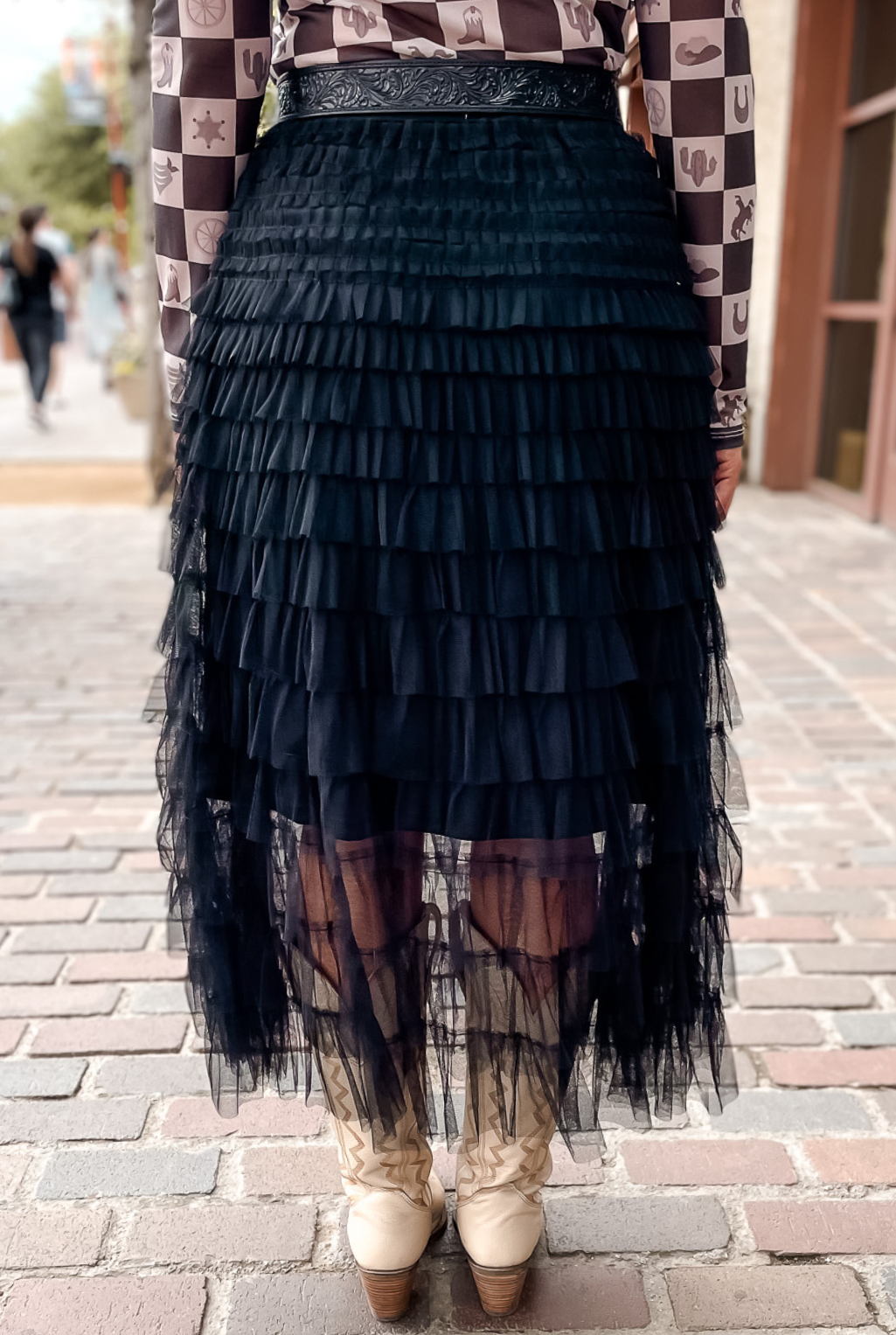 Ruffle Mesh Skirt - Black