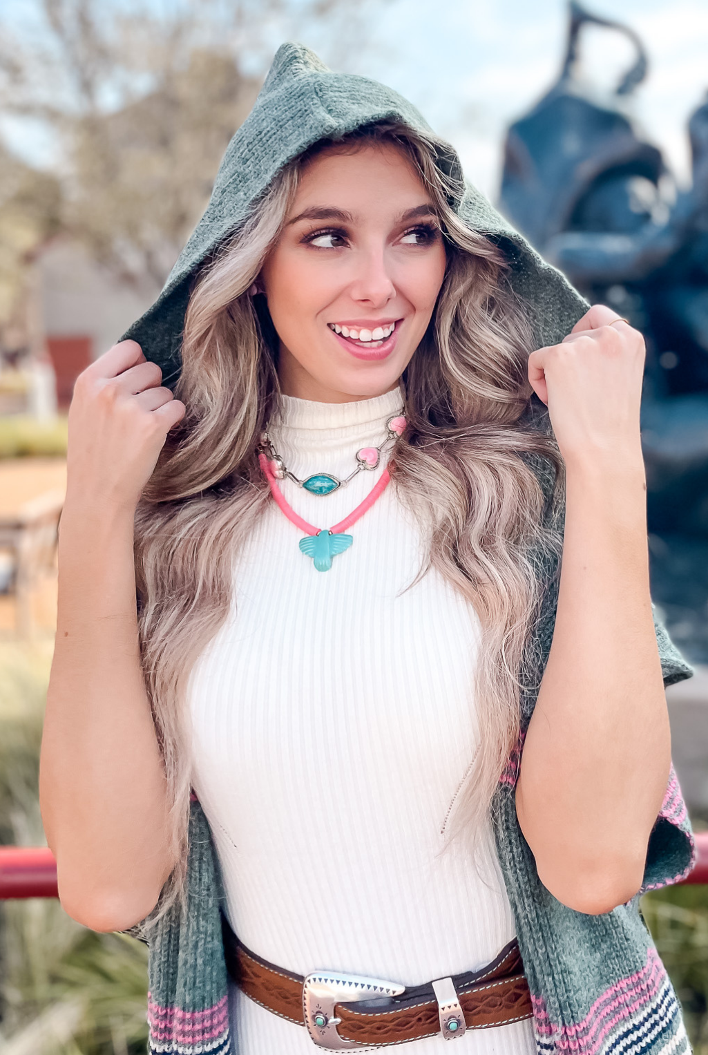Stripes & Fringe Hoodie Sweater