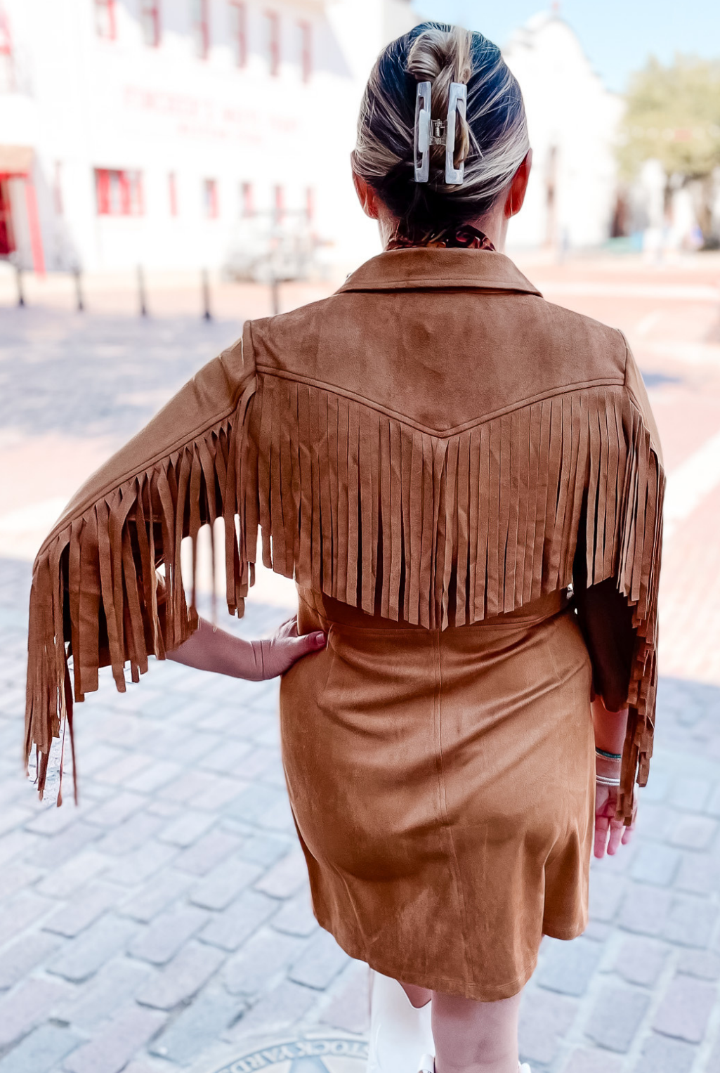 Snap Front Fringe Dress - Whiskey