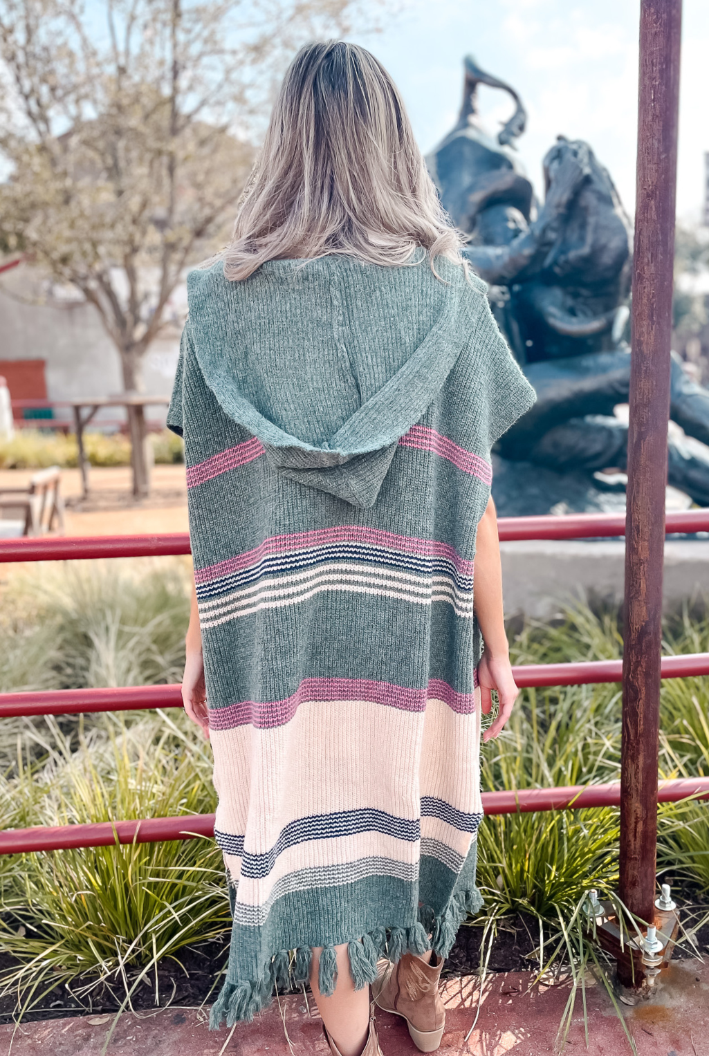 Stripes & Fringe Hoodie Sweater
