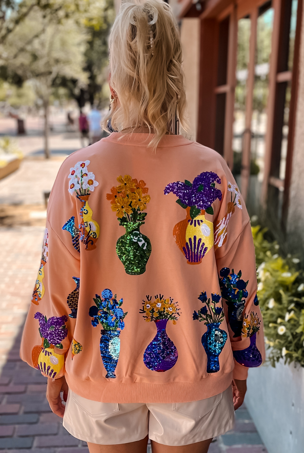 Queen Of Sparkles - Scattered Flower Vase Sweatshirt