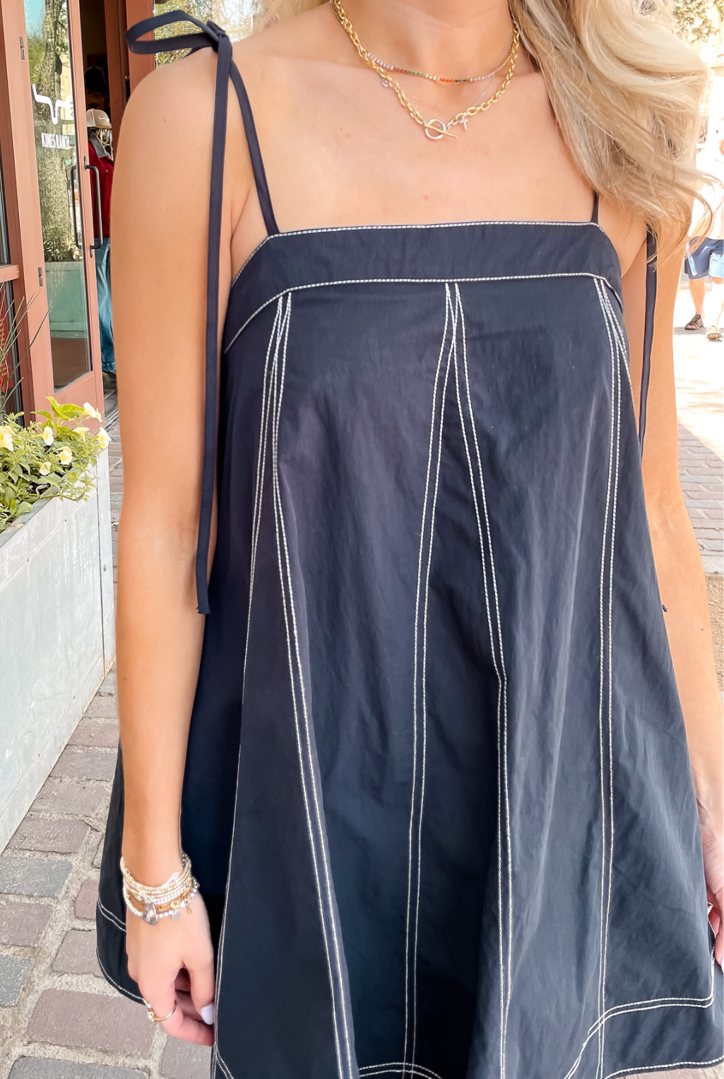 Top Stitch Denim Dress