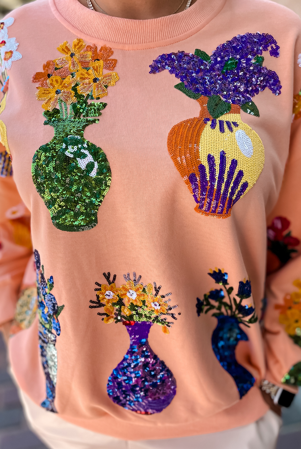 Queen Of Sparkles - Scattered Flower Vase Sweatshirt
