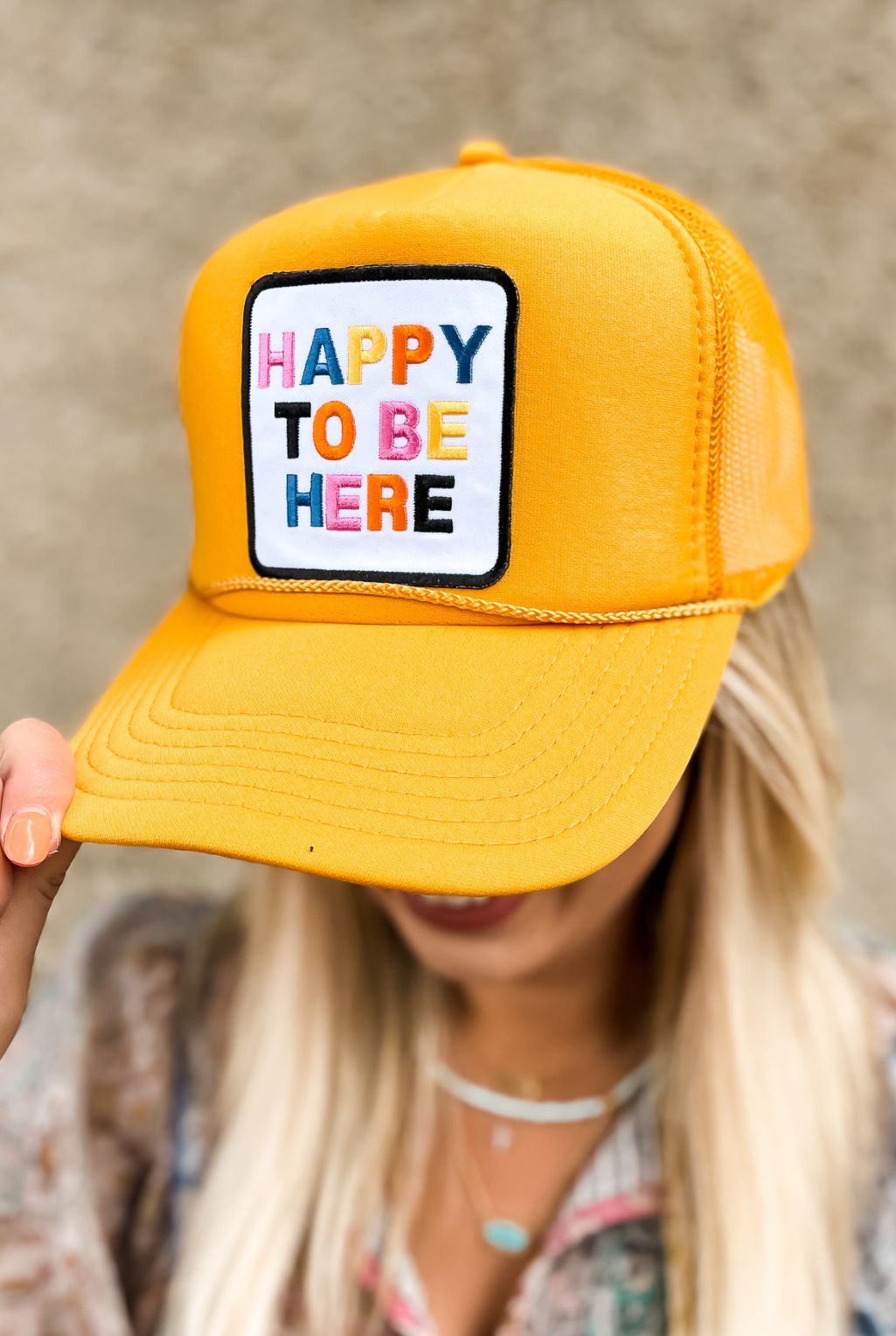 Happy To Be Here Trucker - Gold