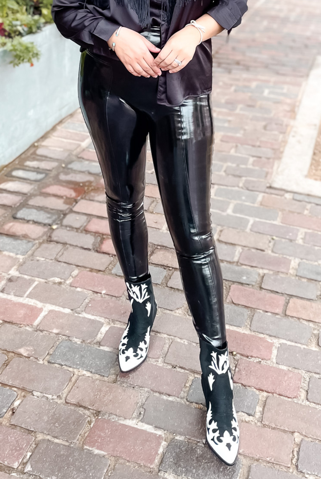 Faux Patent Leather Leggings — Tucker Brown
