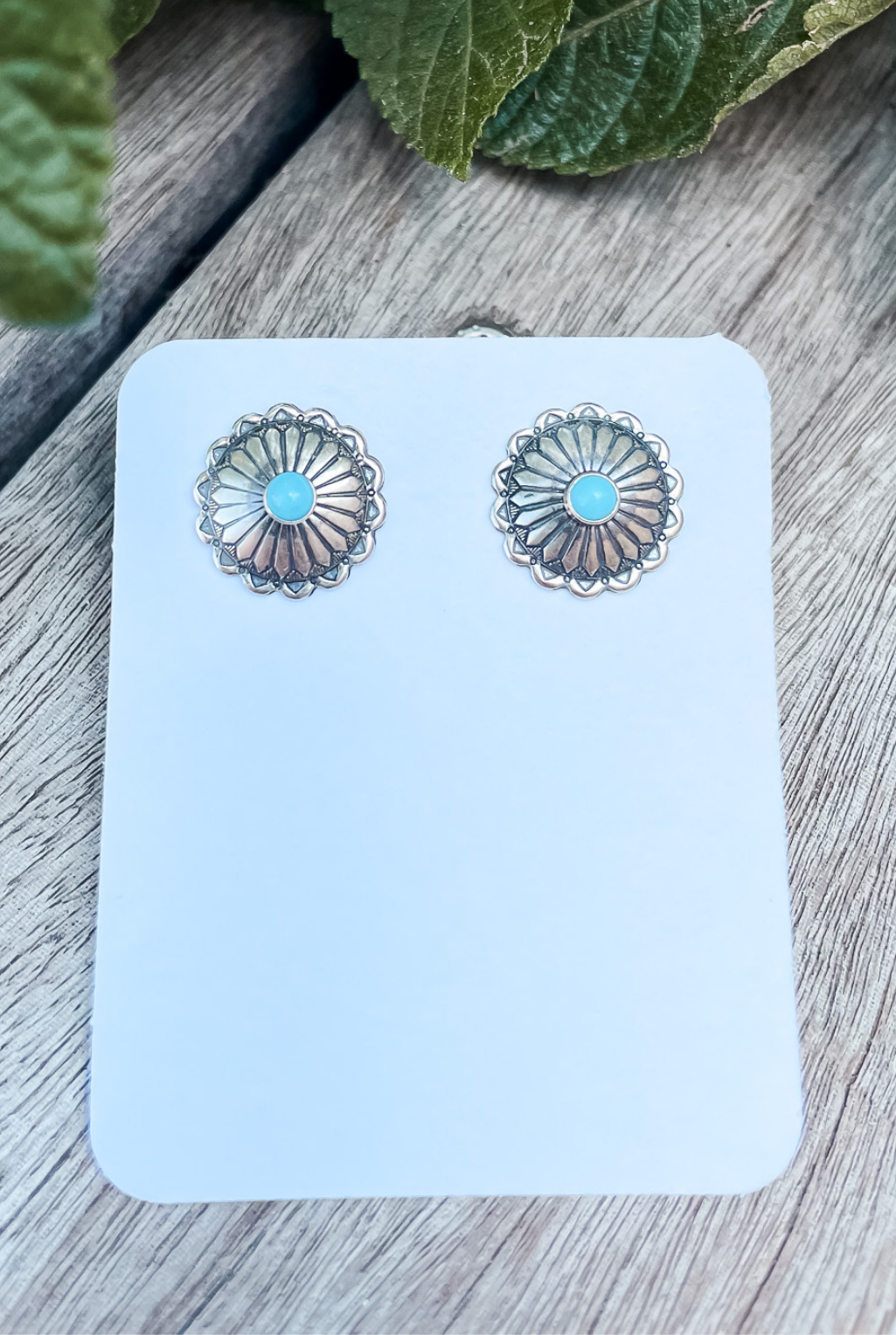 Round sales turquoise earrings