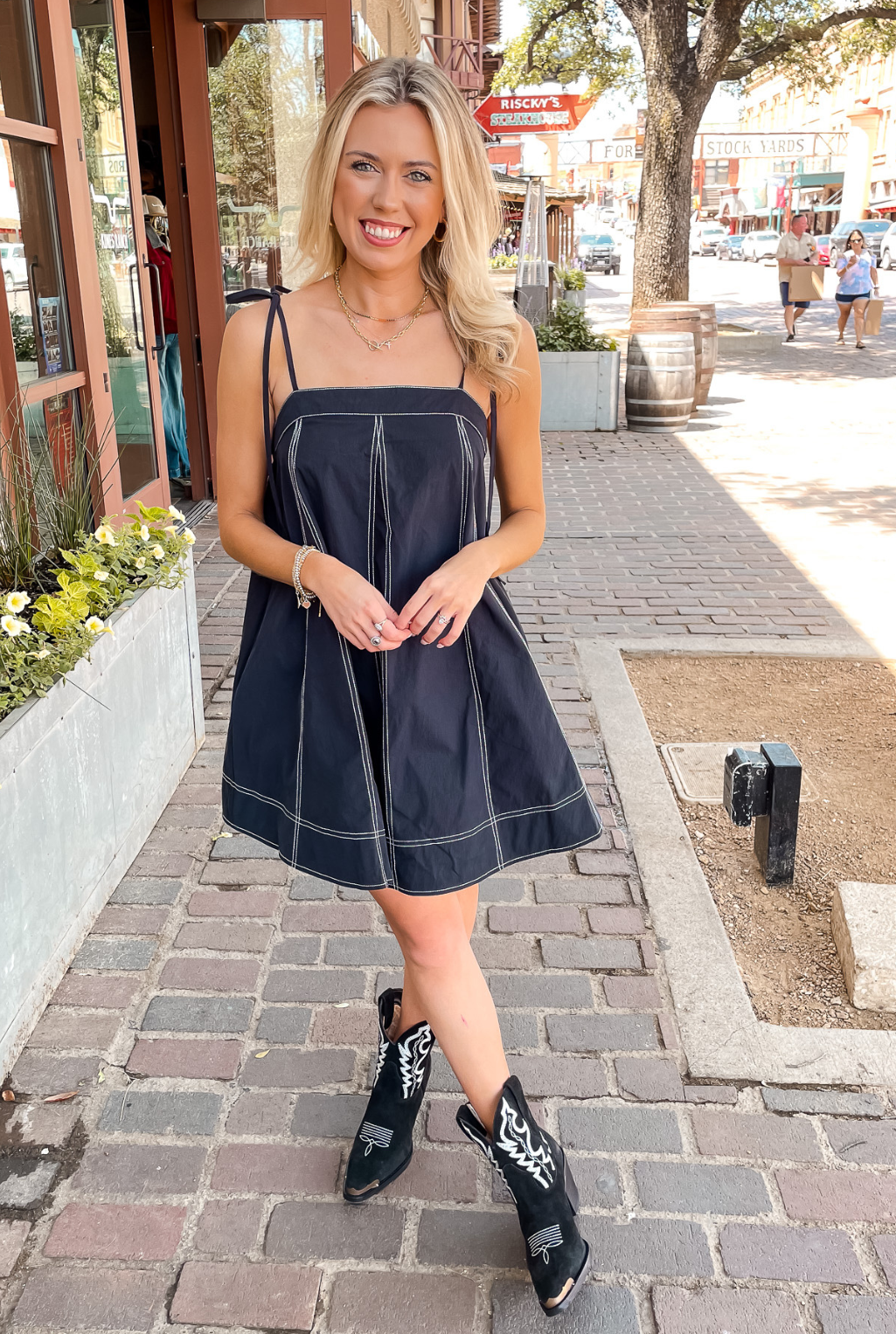 Top Stitch Denim Dress