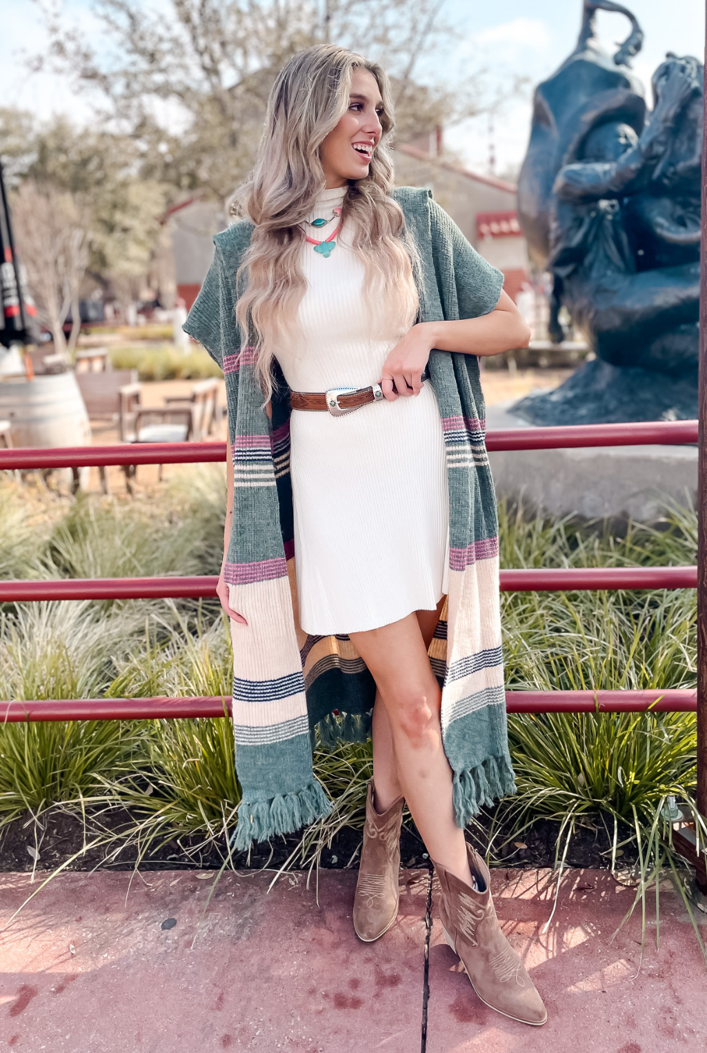 Stripes & Fringe Hoodie Sweater