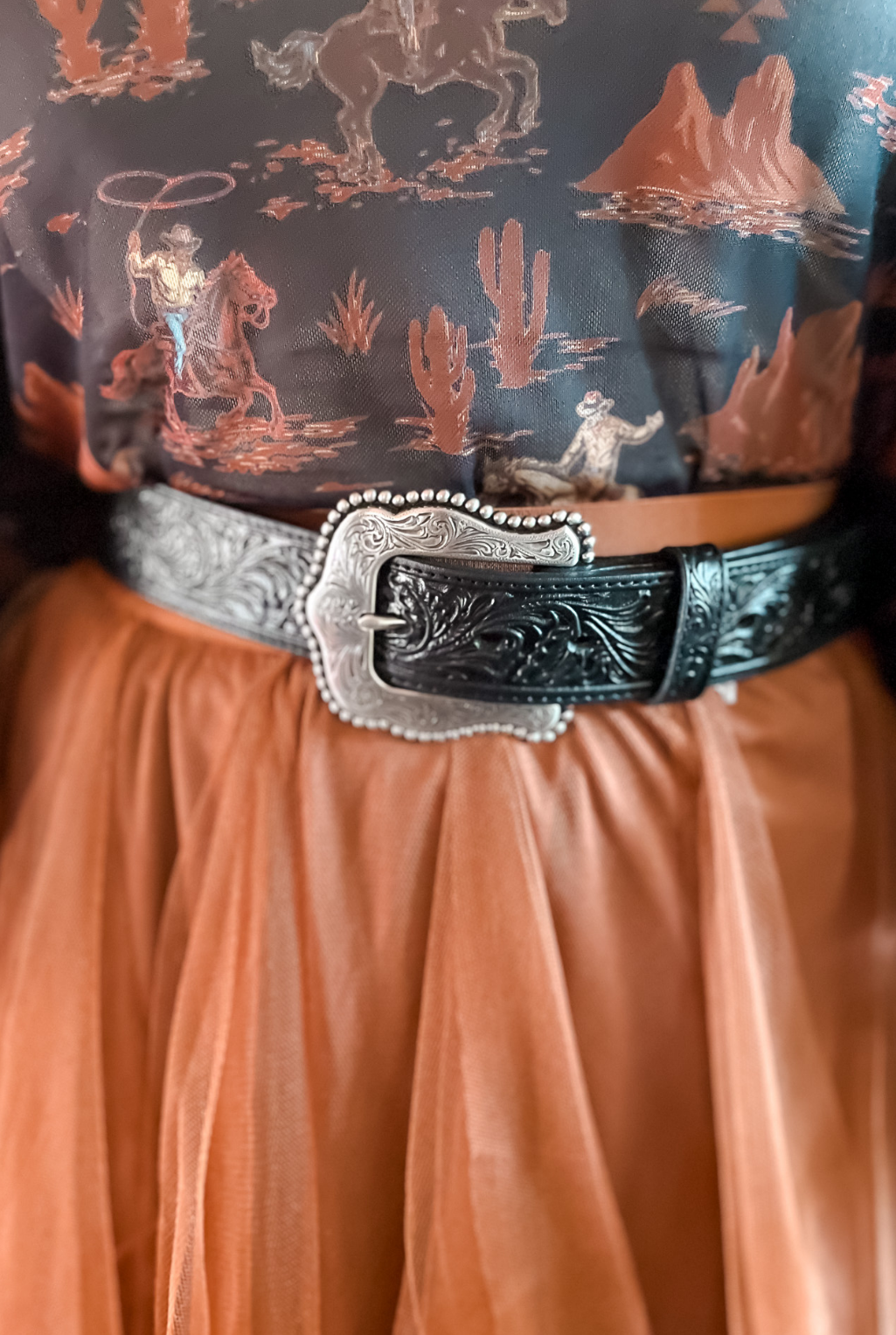 Layla Tooled Belt - Black