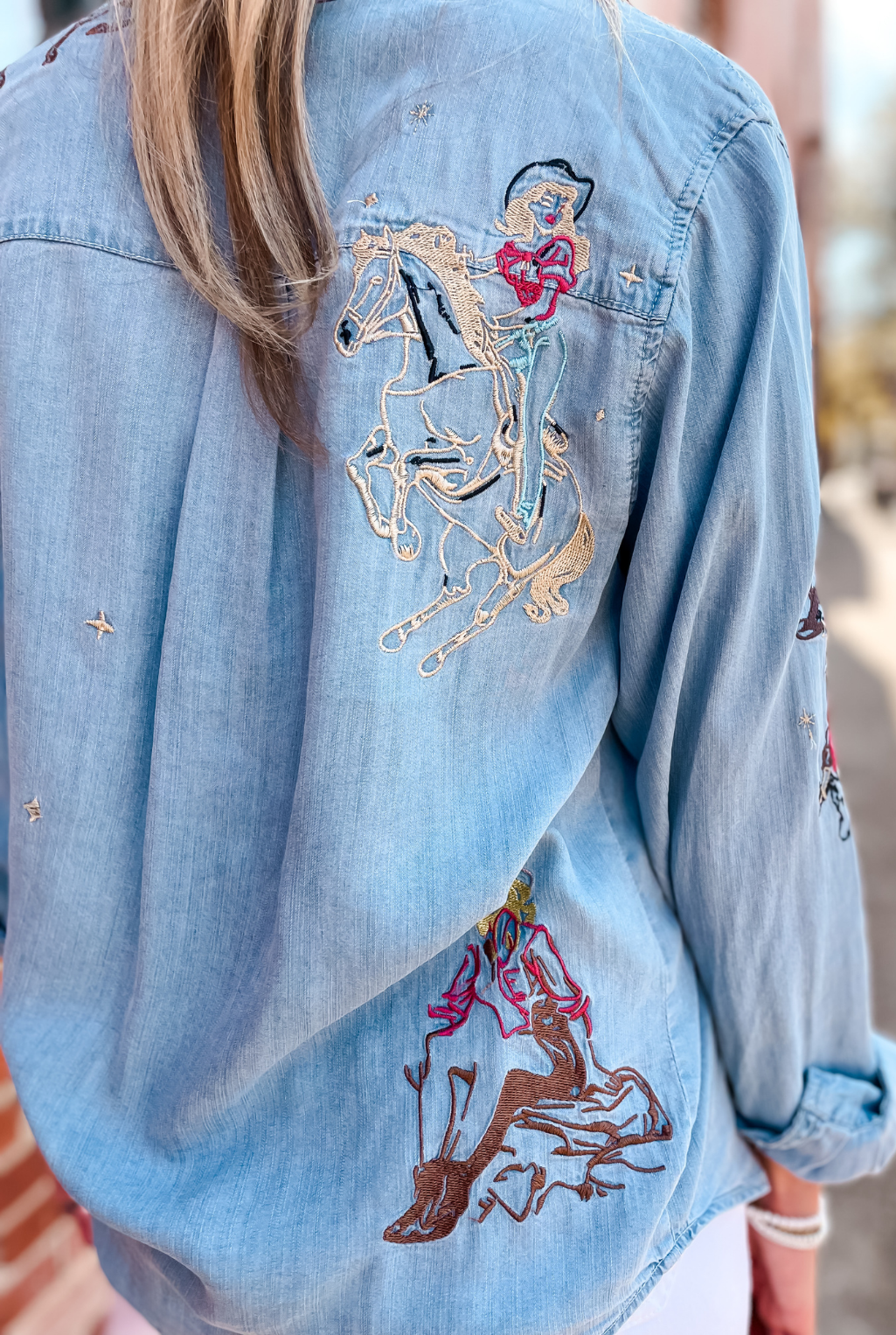Cowgirl Embroidered Chambray Shirt