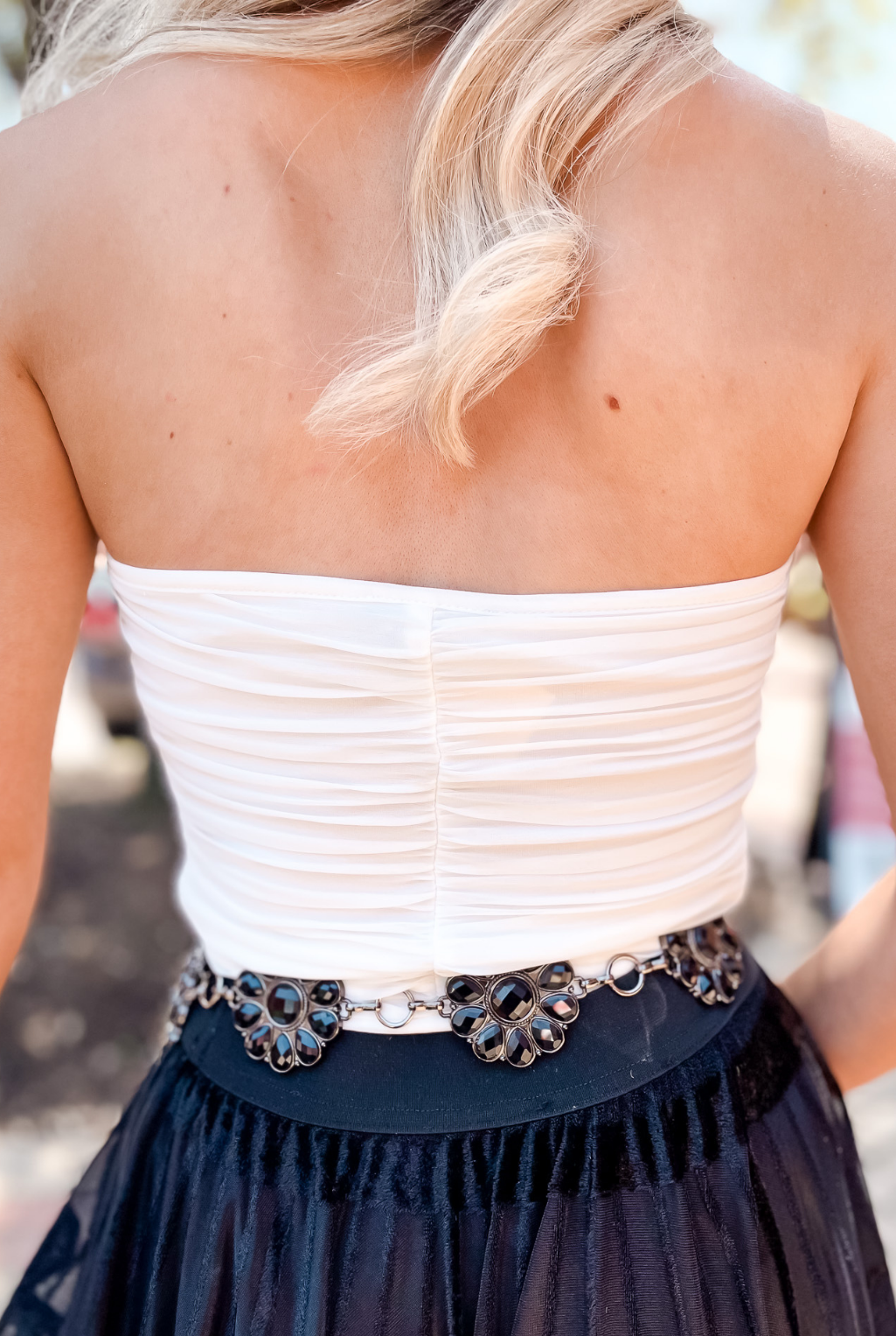 Pleated Corset Top - White