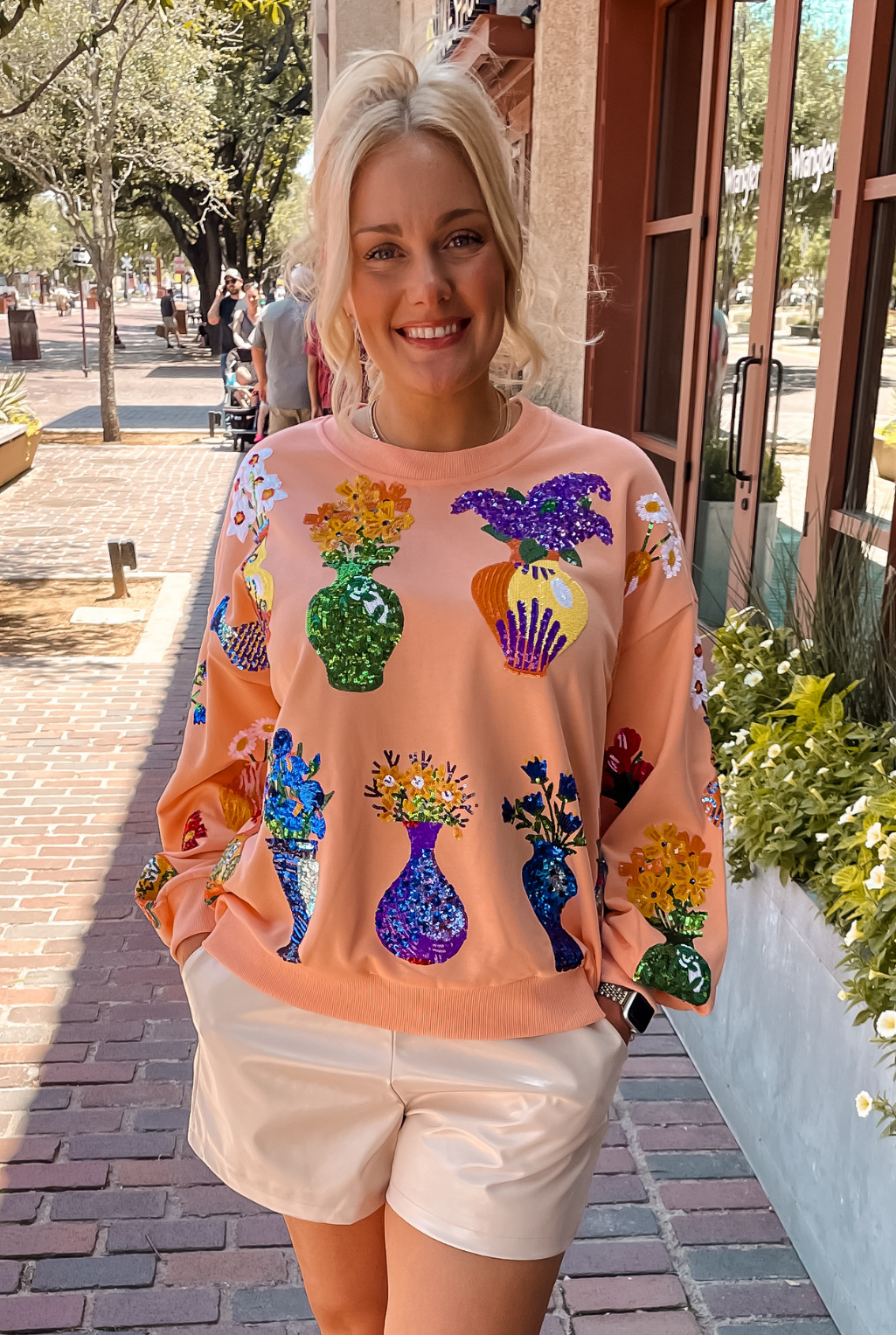 Queen Of Sparkles - Scattered Flower Vase Sweatshirt