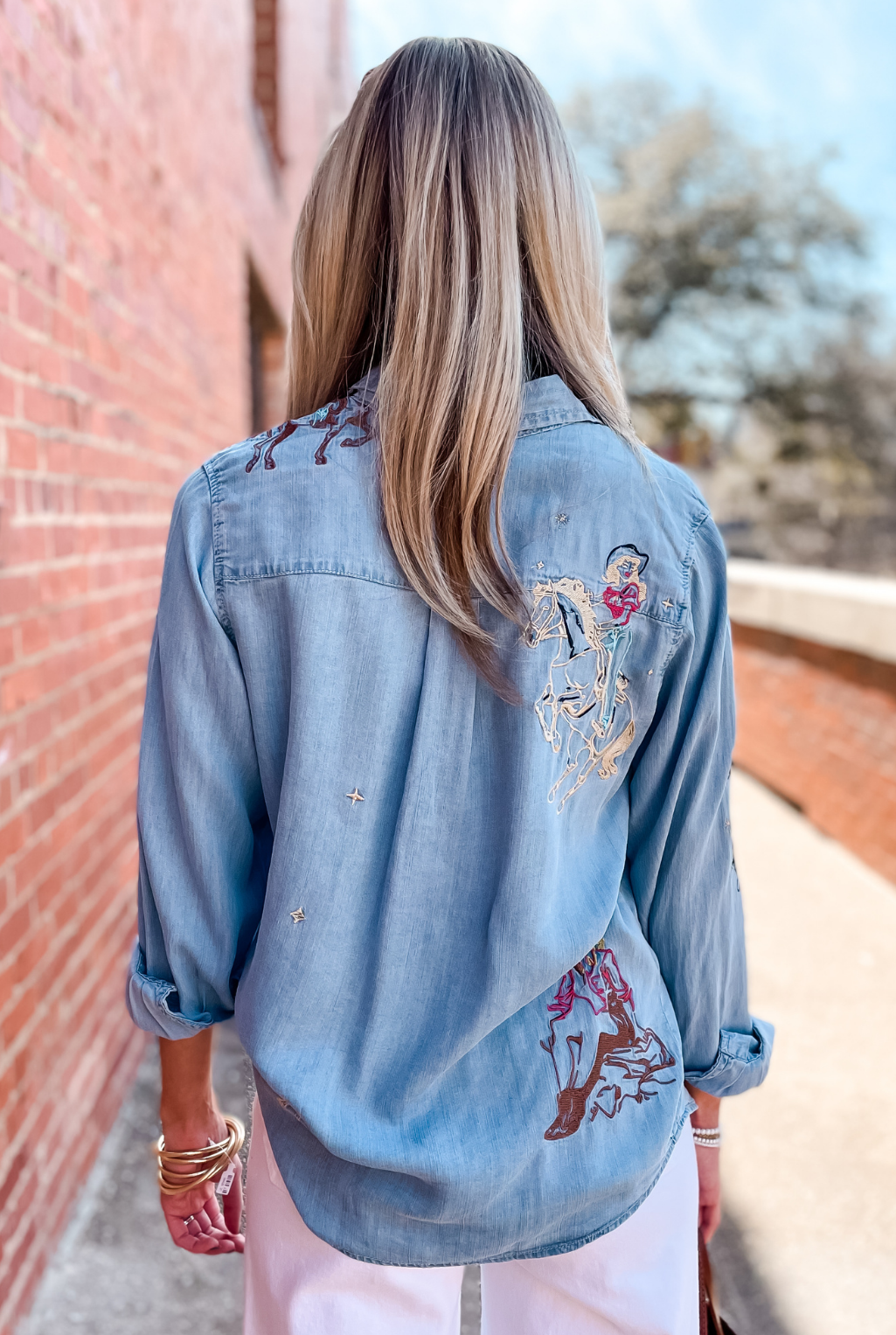 Cowgirl Embroidered Chambray Shirt