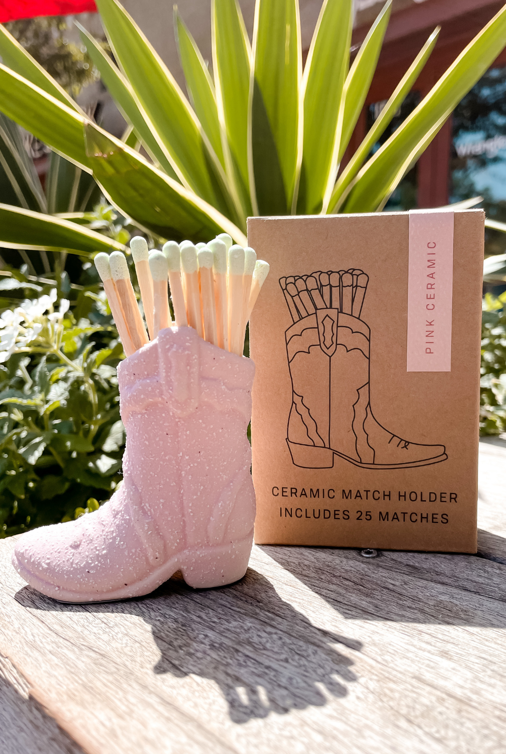 Cowboy Boot Vintage Match Holder - Pink