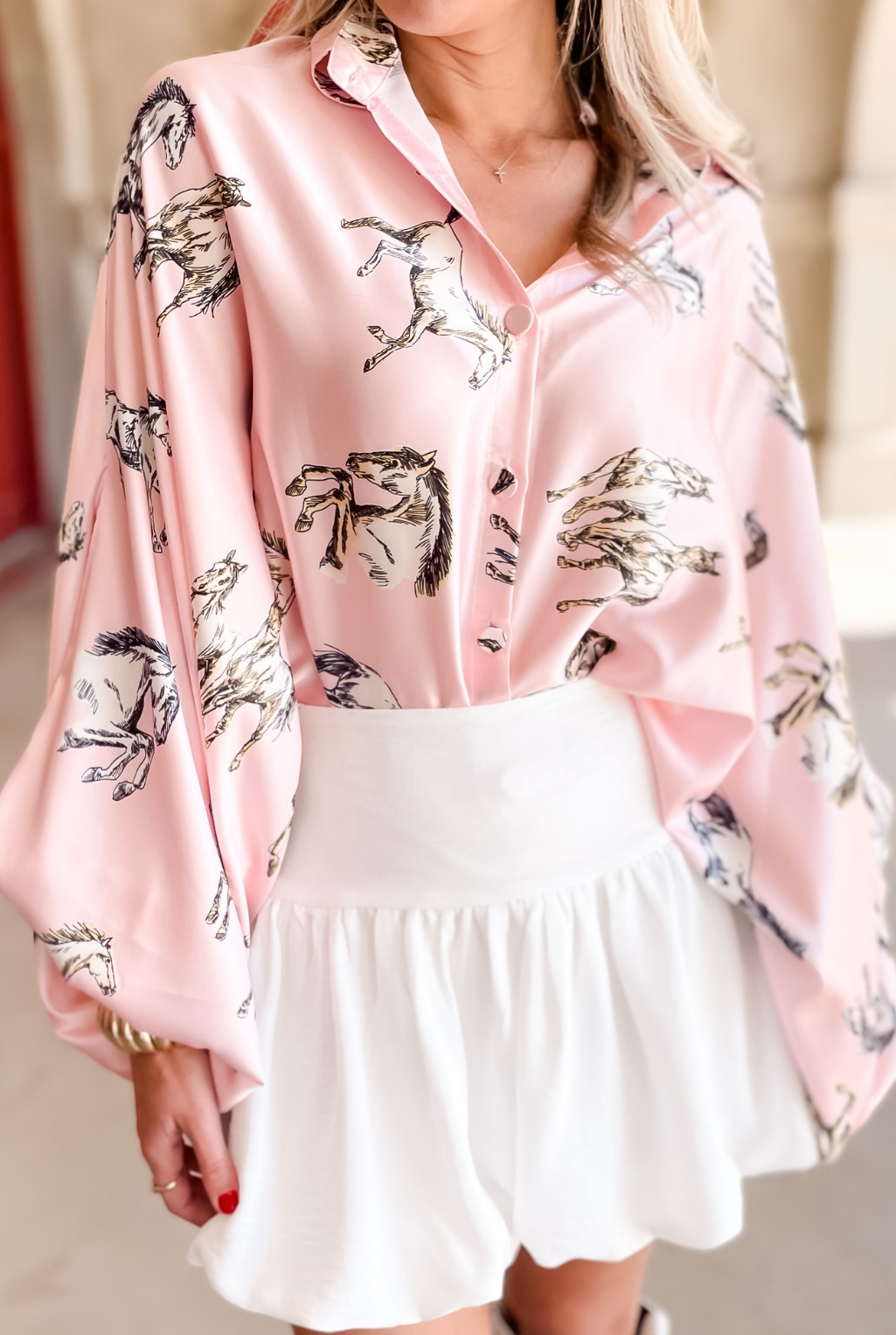 Thundering Horses Top - Pink