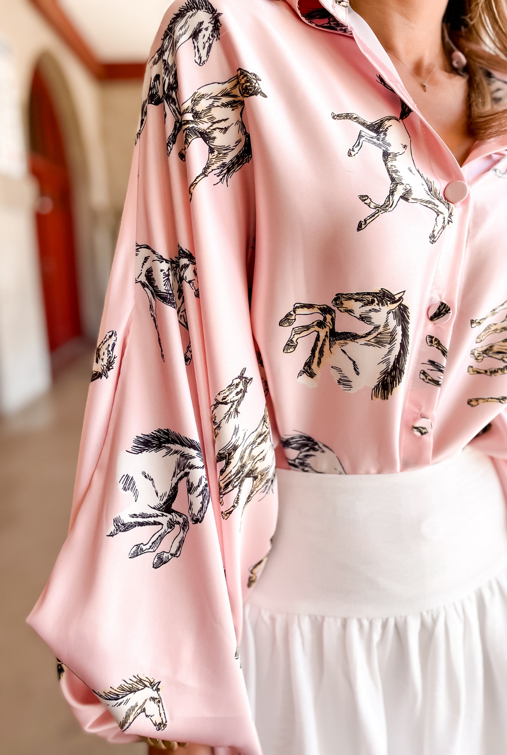 Thundering Horses Top - Pink
