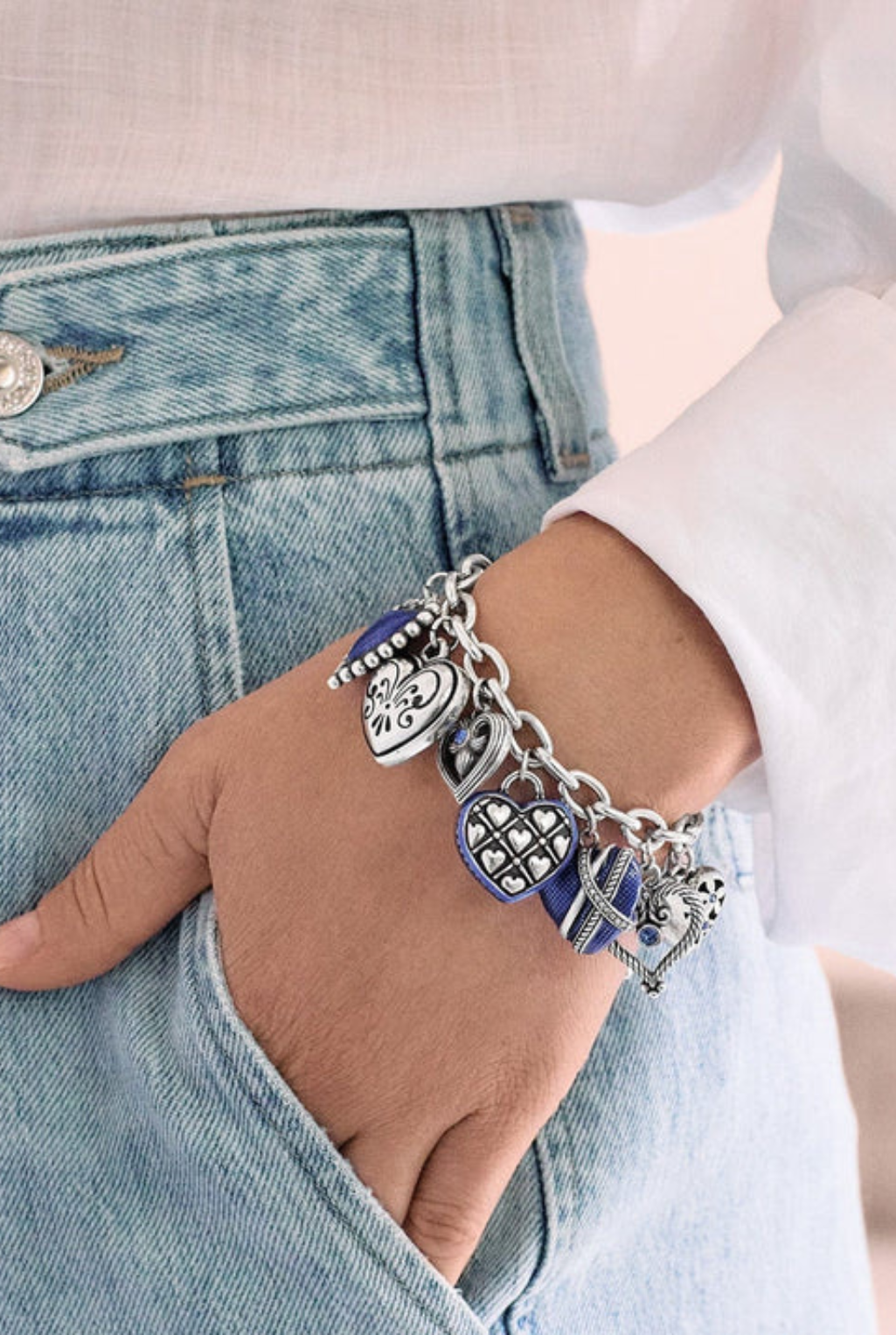 One Heart Charm Bracelet - Blue