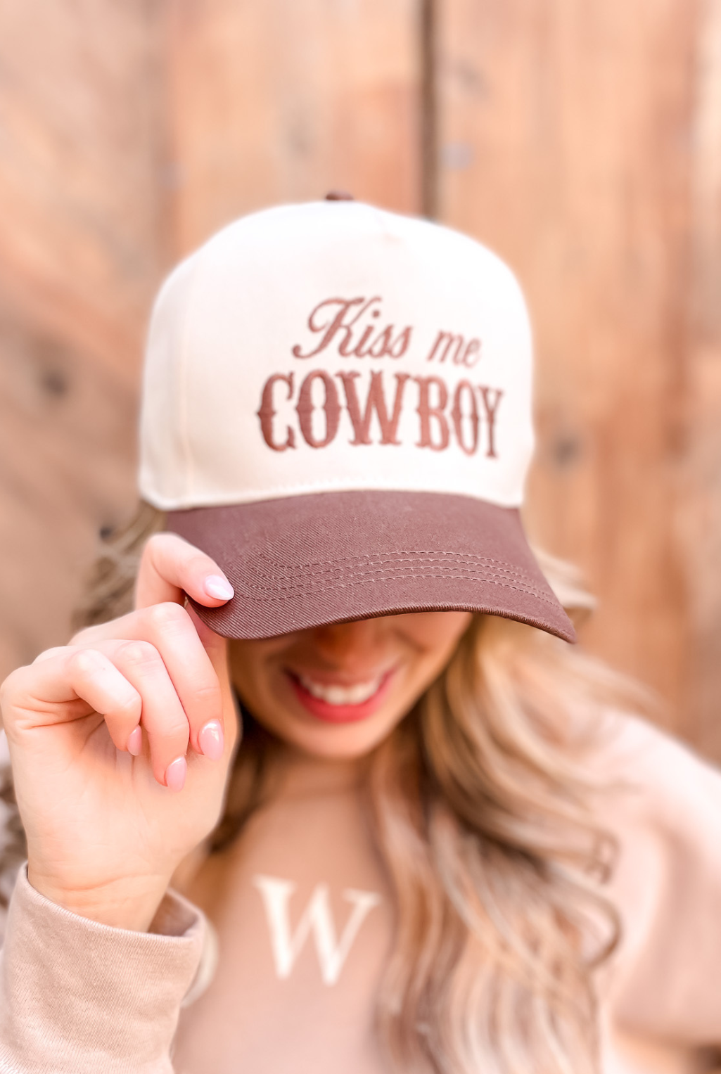 Kiss Me Cowboy Baseball Cap - Brown