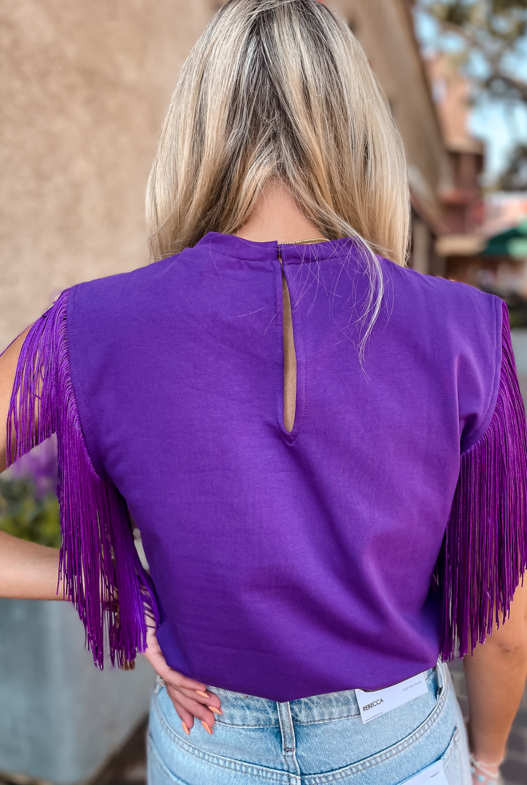 Fringe Detailed Knit Top - Purple