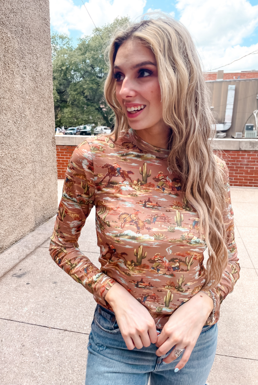 Campfire Cowboy Mesh Top