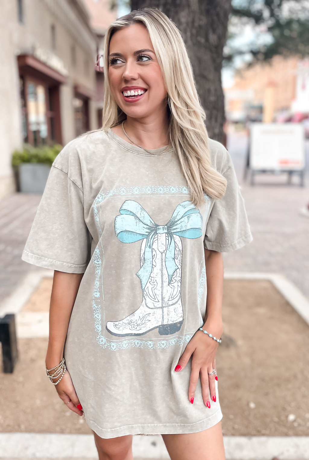 Cowboy Coquette Boot Boyfriend T-Shirt - Mocha